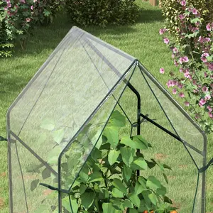 Outsunny Tomato Greenhouse with 2 Zipped Doors, Outdoor Green House, Clear