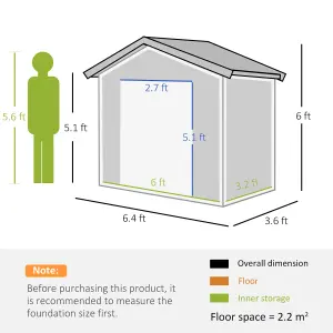 Outsunny 6.5x3.5ft Metal Garden Shed for Garden and Outdoor Storage, Grey