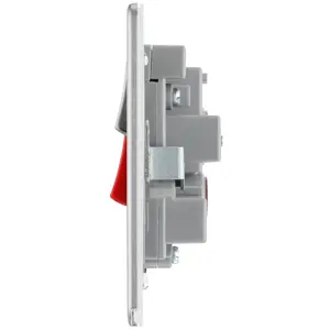 GoodHome Brushed Steel Screwless Cooker switch & socket with neon & Grey inserts