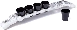 5Pcs Halloween Skeleton Arm Shot Glasses - Black Stand, Spooky Party Tableware