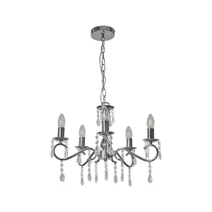 ValueLights Argyll Modern Chrome 5 Way Crystal Jewel Chandelier Ceiling Light Fitting