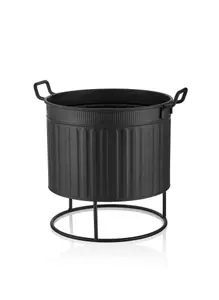 Rozi Black Plant Pot - 38 cm (H) x 37 cm (Dia)