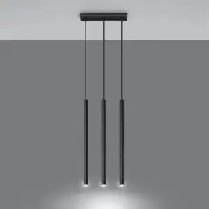 Pastelo Steel Black 3 Light Classic Pendant Ceiling Light