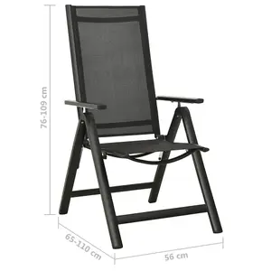 Berkfield Folding Garden Chairs 2 pcs Textilene and Aluminium Black