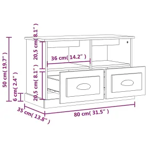 Berkfield TV Cabinet Smoked Oak 80x35x50 cm Engineered Wood