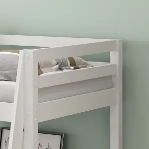 White Mid Sleeper, Children Bunkbed Mid Sleeper , Pine Wooden Kids Bed , Children bedroom Furniture , White Kids Bed