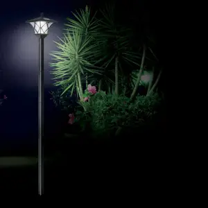 1.5m Tall Black Garden Lamp Post Lights - Solar Powered - Weatherproof - Rechargeable - Easy Assembly And Installation