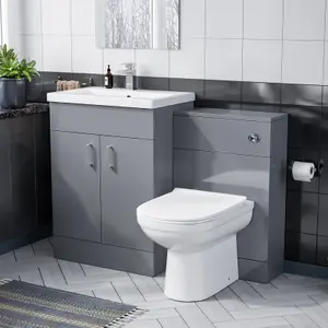 Nes Home 1100mm Grey Vanity Basin Unit & WC Unit and Back to Wall Toilet Pan