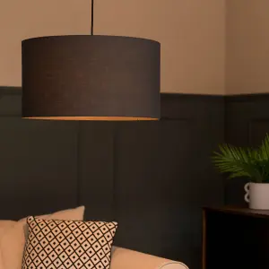 ValueLights Reni Charcoal Fabric Large Ceiling Pendant Lamp Shade