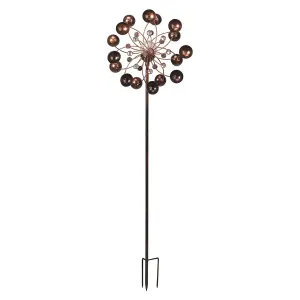 Venti Wind Spinner with Solar Powered Crackle Ball - Outdoor Garden Rustic Effect Decoration with Multicoloured LED Light - H130cm