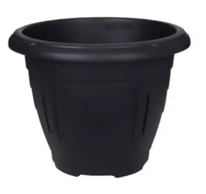 4 x Black Round Venetian Pot Decorative Plastic Garden Flower Planter Pot 43cm