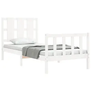 Berkfield Bed Frame with Headboard White 90x190 cm Solid Wood