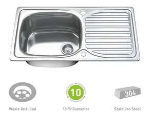 Dihl Single Bowl Stainless Steel Kitchen Sink with Drainer & Waste 1004