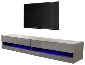 GFW Galicia 180cm Wall TV Unit with LED Grey