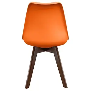 Soho Orange Plastic Dining Chair with Squared Dark Wood Legs