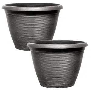 Pair of Helix Silver Planters 13'' Containers For Growing Plants