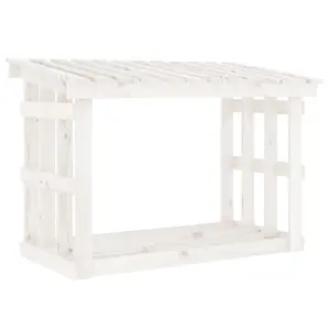 Berkfield Firewood Rack White 108x64.5x77 cm Solid Wood Pine