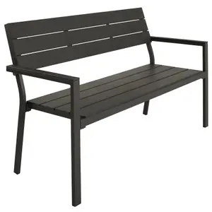 Garden Bench - 2-seater, weatherproof aluminium frame, 128 x 59 x 88 cm - dark grey