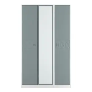 San Jose Ready assembled Contemporary Duck egg blue & white Tall Triple Wardrobe With 1 mirror door (H)1960mm (W)1108mm (D)530mm