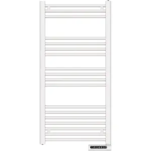 Towel Rail Bathroom Heater 750W Vertical Fluid Radiator White Electric 24/7 Timer Eco Low Energy