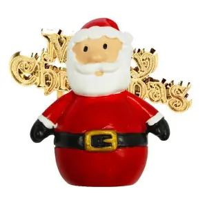 Creative Party Cartoonized Santa Claus Christmas Cake Topper (Pack of 2) Red/Gold (One Size)