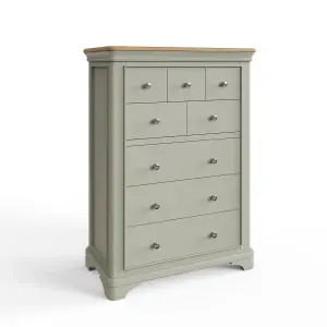 8 Drawer Chest Of Drawers Solid Painted Oak Sage Green Ready Assembled