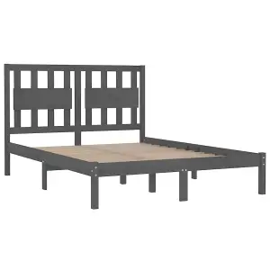 Berkfield Bed Frame Grey Solid Wood Pine 200x200 cm