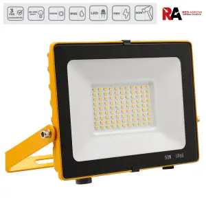 110V LED Floodlight 50W Slim - Site Lighting 4000K IP65 Rated with Integrated LEDs