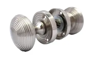 Door Knobs Reeded Round Internal Mortice Knob - Satin 56mm