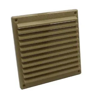 Buff Louvre Air Vent 6" x 6" Plastic Grille with Removable Flyscreen Cover