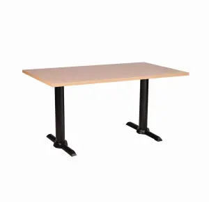 Elliot Black Twin Table Base Rectangular Laminate Top Black Coffee Beech 1200 x 600mm