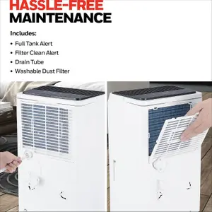 20L Day Dehumidifier Low Energy 24Hr Timer Washable Dust Filter 3.4L Water Tank