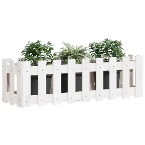 Berkfield Garden Raised Bed with Fence Design White 100x30x30 cm Solid Wood Pine