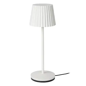 Lucide Justine Cottage Rechargeable Table lamp Outdoor - LED Dim. 2700K - IP54 - With wireless charging pad - White