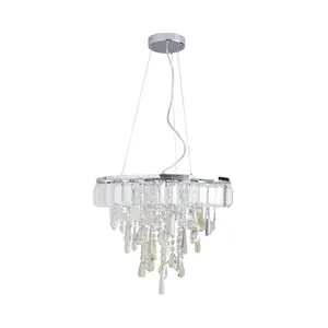 The Lighting Edit Mass Crystal rod Chrome effect 4 Lamp LED Pendant ceiling light, (Dia)415mm