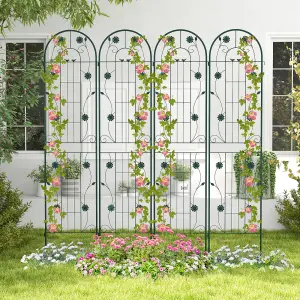 Costway 2 Pack 220 x 50cm Garden Trellis Rustproof Metal Fencing Barrier Plant Support