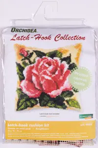 L/HK CUSHION ROSE - Latch Hook Kit: Cushion: Large: Rose - Orchidea