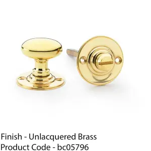 Traditional Oval Thumbturn & Release Lock - Polished Brass - Bathroom Door WC