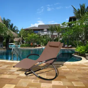 Smart Living Zero Gravity Rocking Sun Lounger Chair with Pillow  Brown