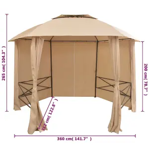 Berkfield Garden Marquee Pavilion Tent with Curtains Hexagonal 360x265 cm