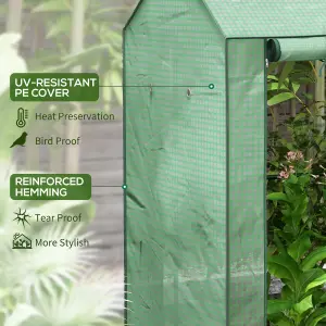 Outsunny 2-Room Greenhouse with 2 Roll-up Doors and Vent Holes, 100x80x150cm