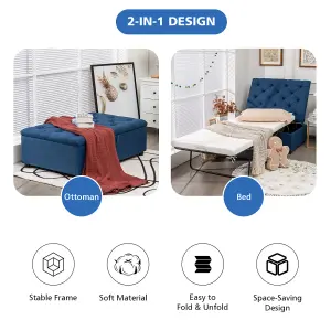 Costway 2-in-1 Convertible Sofa Bed Folding Ottoman Sleeper Space Saving Couch Lounger