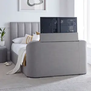 Lucille Upholstered TV Bed Mid Grey - King Bed Frame Only