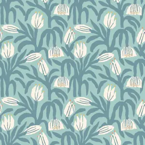 Hoopla Walls Chunky Flower Denim Smooth Matt Wallpaper