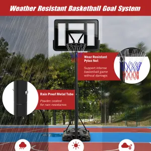 Costway 2.3-3M Height Adjustable Basketball Goal System Basketball Hoop Stand W/ Wheels