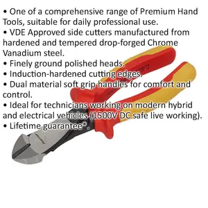 Premium 180mm Heavy Duty Side Cutters with Soft Grip and VDE Approval