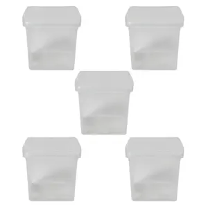 Wham Clip 5x 14L Square Plastic Storage Boxes with Secure Clip Lock Lids. L:29 x W:29 x H:26cm Clear/Clear/Clear