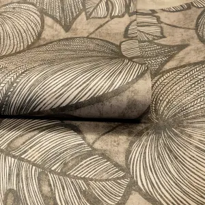 Galerie Julie Feels Home Bronze Large Shimmery Monstera Leaf Wallpaper Roll