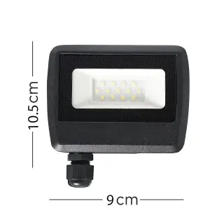 ValueLights LED 10w IP65 Black Outdoor Garden Flood Wall Light In Cool White