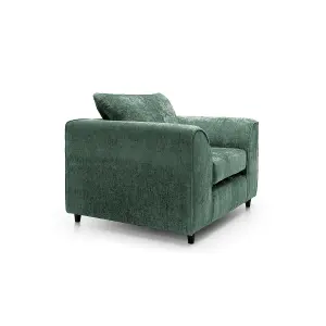 Harriet Crushed Chenille Armchair Chair in Rifle Green